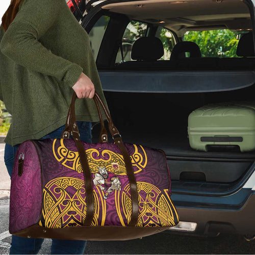 Brisbane Broncos Rugby Travel Bag Polynesian Tribal Pattern Warrior Horse Maroon Gold Pattern