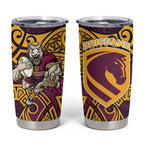 Brisbane Broncos Rugby Tumbler Cup Polynesian Tribal Pattern Warrior Horse Maroon Gold Pattern