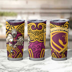Brisbane Broncos Rugby Tumbler Cup Polynesian Tribal Pattern Warrior Horse Maroon Gold Pattern