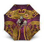 Brisbane Broncos Rugby Umbrella Polynesian Tribal Pattern Warrior Horse Maroon Gold Pattern