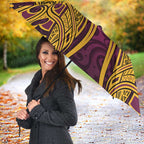 Brisbane Broncos Rugby Umbrella Polynesian Tribal Pattern Warrior Horse Maroon Gold Pattern