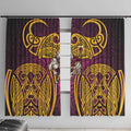 Brisbane Broncos Rugby Window Curtain Polynesian Tribal Pattern Warrior Horse Maroon Gold Pattern