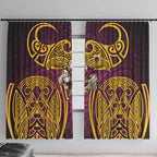 Brisbane Broncos Rugby Window Curtain Polynesian Tribal Pattern Warrior Horse Maroon Gold Pattern