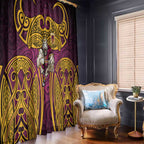 Brisbane Broncos Rugby Window Curtain Polynesian Tribal Pattern Warrior Horse Maroon Gold Pattern