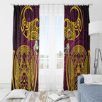 Brisbane Broncos Rugby Window Curtain Polynesian Tribal Pattern Warrior Horse Maroon Gold Pattern
