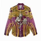 Brisbane Broncos Rugby Women Casual Shirt Polynesian Tribal Pattern Warrior Horse Maroon Gold Pattern