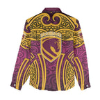 Brisbane Broncos Rugby Women Casual Shirt Polynesian Tribal Pattern Warrior Horse Maroon Gold Pattern