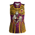 Brisbane Broncos Rugby Women Sleeveless Polo Shirt Polynesian Tribal Pattern Warrior Horse Maroon Gold Pattern