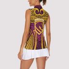 Brisbane Broncos Rugby Women Sleeveless Polo Shirt Polynesian Tribal Pattern Warrior Horse Maroon Gold Pattern