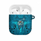 Cronulla Sutherland Sharks Rugby AirPods Case Polynesian Tribal Shark Warrior Ocean Blue Pattern