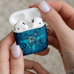 Cronulla Sutherland Sharks Rugby AirPods Case Polynesian Tribal Shark Warrior Ocean Blue Pattern