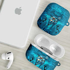 Cronulla Sutherland Sharks Rugby AirPods Case Polynesian Tribal Shark Warrior Ocean Blue Pattern