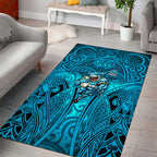 Cronulla Sutherland Sharks Rugby Area Rug Polynesian Tribal Shark Warrior Ocean Blue Pattern