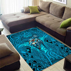 Cronulla Sutherland Sharks Rugby Area Rug Polynesian Tribal Shark Warrior Ocean Blue Pattern