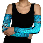Cronulla Sutherland Sharks Rugby Arm Sleeves Polynesian Tribal Shark Warrior Ocean Blue Pattern
