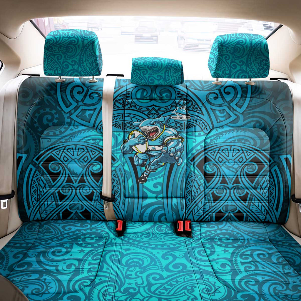 Cronulla Sutherland Sharks Rugby Back Car Seat Cover Polynesian Tribal Shark Warrior Ocean Blue Pattern