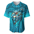 Cronulla Sutherland Sharks Rugby Baseball Jersey Polynesian Tribal Shark Warrior Ocean Blue Pattern