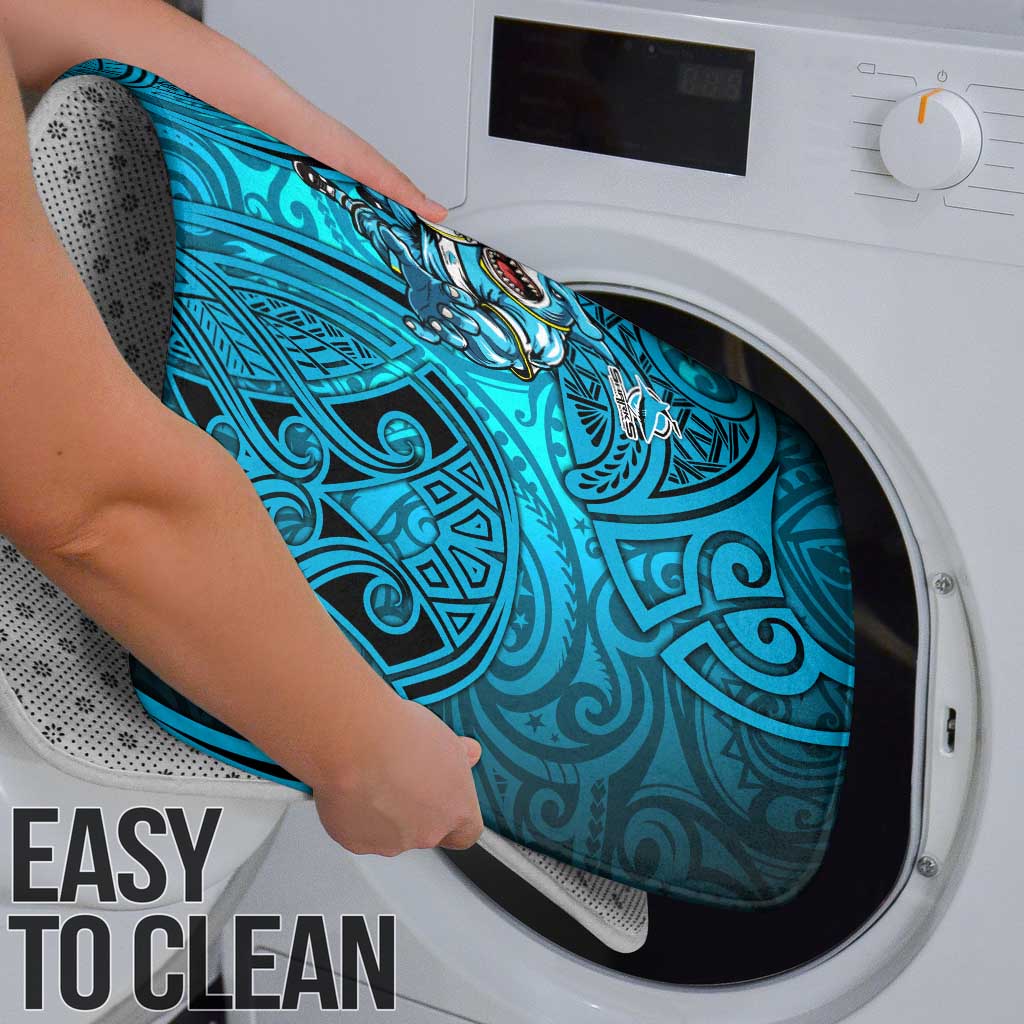 Cronulla Sutherland Sharks Rugby Bathroom Set Polynesian Tribal Shark Warrior Ocean Blue Pattern