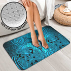 Cronulla Sutherland Sharks Rugby Bathroom Set Polynesian Tribal Shark Warrior Ocean Blue Pattern