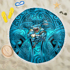 Cronulla Sutherland Sharks Rugby Beach Blanket Polynesian Tribal Shark Warrior Ocean Blue Pattern