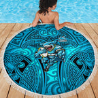 Cronulla Sutherland Sharks Rugby Beach Blanket Polynesian Tribal Shark Warrior Ocean Blue Pattern