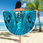 Cronulla Sutherland Sharks Rugby Beach Blanket Polynesian Tribal Shark Warrior Ocean Blue Pattern