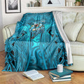 Cronulla Sutherland Sharks Rugby Blanket Polynesian Tribal Shark Warrior Ocean Blue Pattern