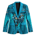 Cronulla Sutherland Sharks Rugby Blazer Polynesian Tribal Shark Warrior Ocean Blue Pattern