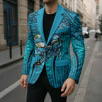 Cronulla Sutherland Sharks Rugby Blazer Polynesian Tribal Shark Warrior Ocean Blue Pattern