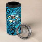 Cronulla Sutherland Sharks Rugby 4 in 1 Can Cooler Tumbler Polynesian Tribal Shark Warrior Ocean Blue Pattern