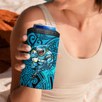 Cronulla Sutherland Sharks Rugby 4 in 1 Can Cooler Tumbler Polynesian Tribal Shark Warrior Ocean Blue Pattern