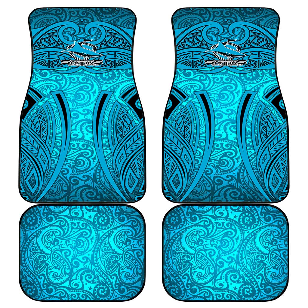 Cronulla Sutherland Sharks Rugby Car Mats Polynesian Tribal Shark Warrior Ocean Blue Pattern