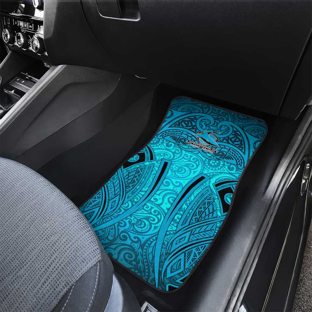 Cronulla Sutherland Sharks Rugby Car Mats Polynesian Tribal Shark Warrior Ocean Blue Pattern