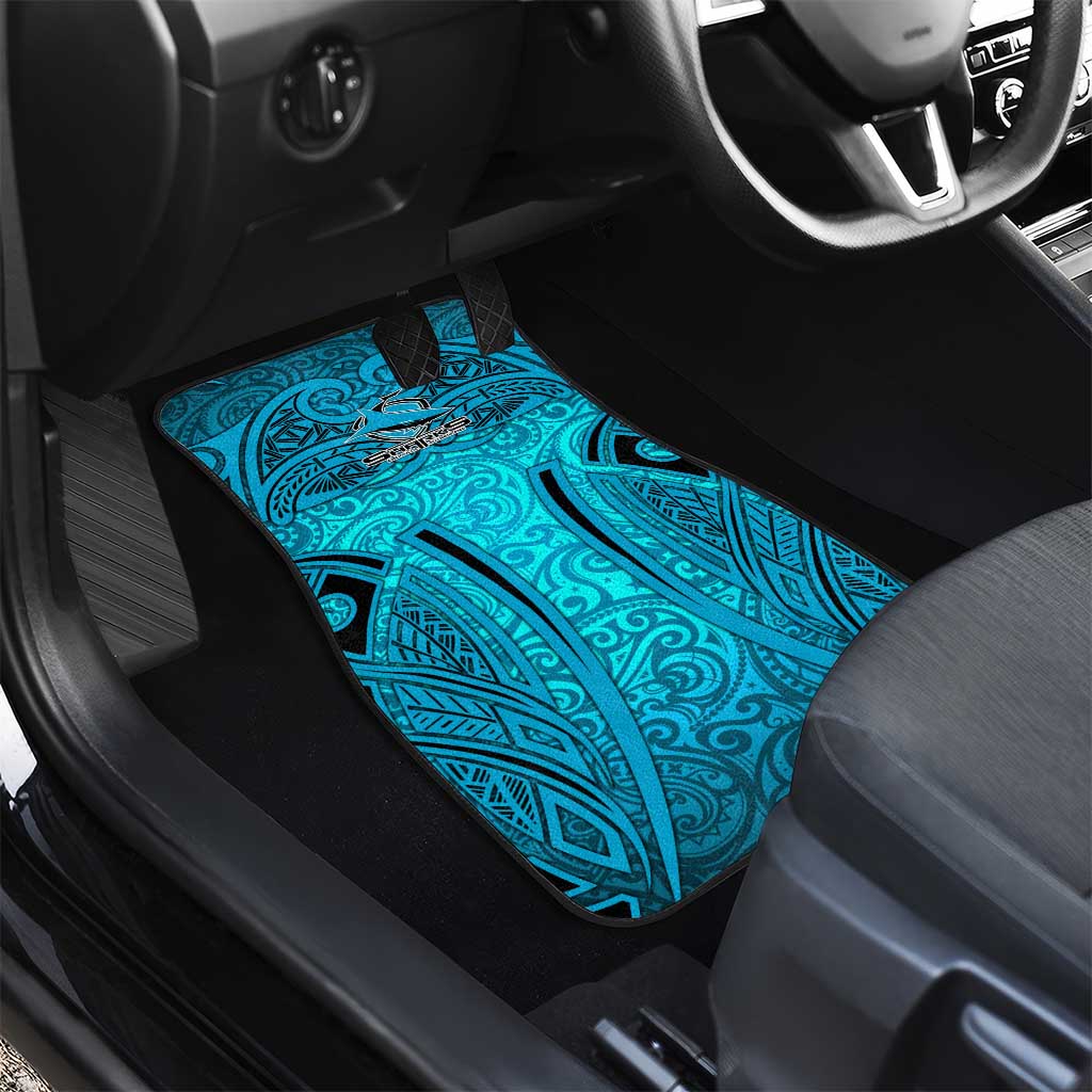 Cronulla Sutherland Sharks Rugby Car Mats Polynesian Tribal Shark Warrior Ocean Blue Pattern