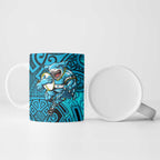 Cronulla Sutherland Sharks Rugby Ceramic Mug Polynesian Tribal Shark Warrior Ocean Blue Pattern