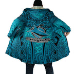 Cronulla Sutherland Sharks Rugby Cloak Polynesian Tribal Shark Warrior Ocean Blue Pattern