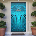 Cronulla Sutherland Sharks Rugby Door Cover Polynesian Tribal Shark Warrior Ocean Blue Pattern