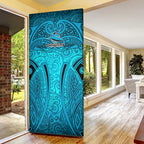 Cronulla Sutherland Sharks Rugby Door Cover Polynesian Tribal Shark Warrior Ocean Blue Pattern