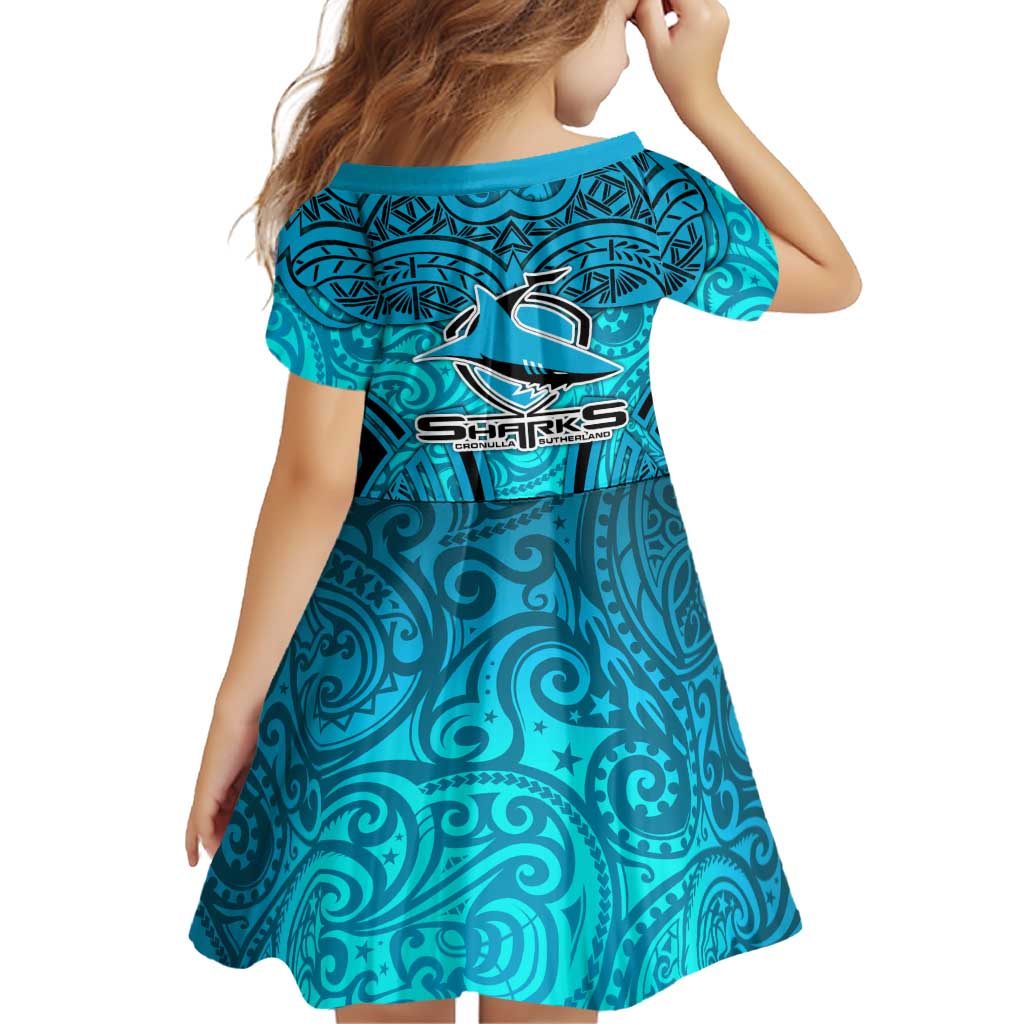 Cronulla Sutherland Sharks Rugby Family Matching Mermaid Dress and Hawaiian Shirt Polynesian Tribal Shark Warrior Ocean Blue Pattern