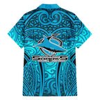 Cronulla Sutherland Sharks Rugby Family Matching Mermaid Dress and Hawaiian Shirt Polynesian Tribal Shark Warrior Ocean Blue Pattern