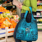 Cronulla Sutherland Sharks Rugby Grocery Bag Polynesian Tribal Shark Warrior Ocean Blue Pattern