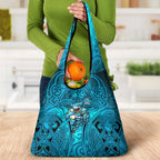 Cronulla Sutherland Sharks Rugby Grocery Bag Polynesian Tribal Shark Warrior Ocean Blue Pattern