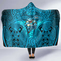 Cronulla Sutherland Sharks Rugby Hooded Blanket Polynesian Tribal Shark Warrior Ocean Blue Pattern