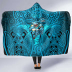 Cronulla Sutherland Sharks Rugby Hooded Blanket Polynesian Tribal Shark Warrior Ocean Blue Pattern