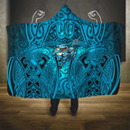 Cronulla Sutherland Sharks Rugby Hooded Blanket Polynesian Tribal Shark Warrior Ocean Blue Pattern
