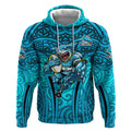 Cronulla Sutherland Sharks Rugby Hoodie Polynesian Tribal Shark Warrior Ocean Blue Pattern
