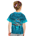 Cronulla Sutherland Sharks Rugby Kid T Shirt Polynesian Tribal Shark Warrior Ocean Blue Pattern