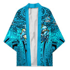 Cronulla Sutherland Sharks Rugby Kimono Polynesian Tribal Shark Warrior Ocean Blue Pattern