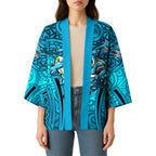 Cronulla Sutherland Sharks Rugby Kimono Polynesian Tribal Shark Warrior Ocean Blue Pattern