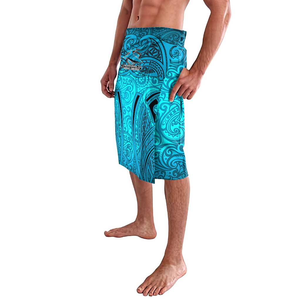 Cronulla Sutherland Sharks Rugby Lavalava Polynesian Tribal Shark Warrior Ocean Blue Pattern